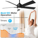 IHOMEADORE CEILING FANS LIGHTS REMOTE 48" F3147BK110V - BLACK - Like New