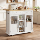 GARVEE KITCHEN ISLAND CART ON WHEELS FOLDABLE TABLE 2 -TIER - WHITE - Like New