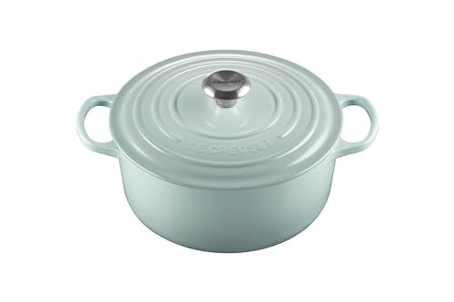 Le Creuset Enameled Cast Iron Signature Round Oven Lid, 5.5 Quart - Sea Salt - Like New