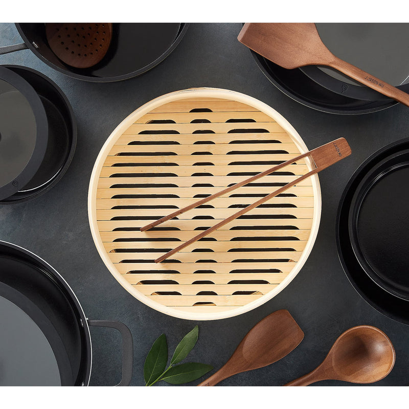 JASON WU 12" BAMBOO STEAMER INSERT W/ SILICONE RIM AND MAT - TAN - Like New