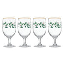 LENOX HOLIDAY 4-PIECE ICED BEVERAGE GLASS, DINNERWARE, HOSTING - RED/GREEN - Like New