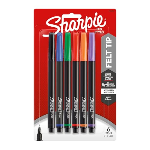 SHARPIE 1976527 PEN, FINE POINT, ASSORTED COLORS, 6-COUNT - ASSORTED COLORS - Brand New