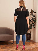 Romwe Women's Plus Size Party Longline Blouse Black 2X Plus B0895VMVWK - Like New