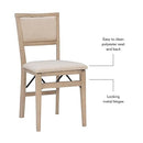 LINON KEIRA NATURAL RUSTIC WOODEN FOLDING CHAIR UPHOLSTERED 2 PACK - GRAY/BEIGE - Like New