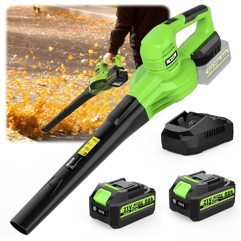 NCOEN 21V LIGHTWEIGHT LEAF BLOWER CORDLESS BATTERY CHARGER L02-007A - GREEN - Like New
