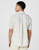 7032 EDDIE BAUER MEN'S PRINTED BAJA SHORT-SLEEVE SHIRT LIGHT GRAY 2XL - Brand New