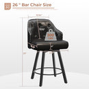TATUB 26" Swivel Leather Bar Stools Set of 2, Black Counter Height - Like New