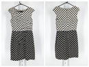 OSCAR DE LA RENTA PRE FALL RUNWAY RAW SILK WEAVE KNIT DRESS SIZE 4 - BLACK/WHITE - Brand New