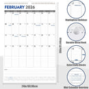 GUASSLEE 2026-2027 EXTRA LARGE 36"X24" VERTICAL WALL 18-MONTHS TOTAL - WHITE - Brand New