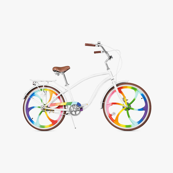 JETSON 24'' ZEPHYR CRUISER BIKE - WHITE/RAINBOW - Brand New