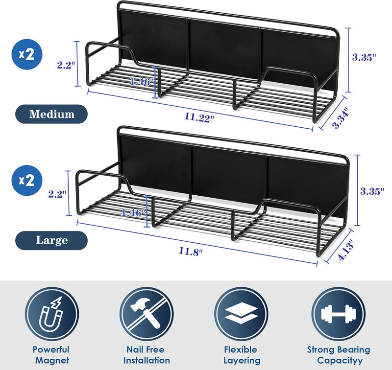 Chicoop 4 Pack Magnetic Spice Rack for Refrigerator, Organizer, SRB-01 -BLACK Like New