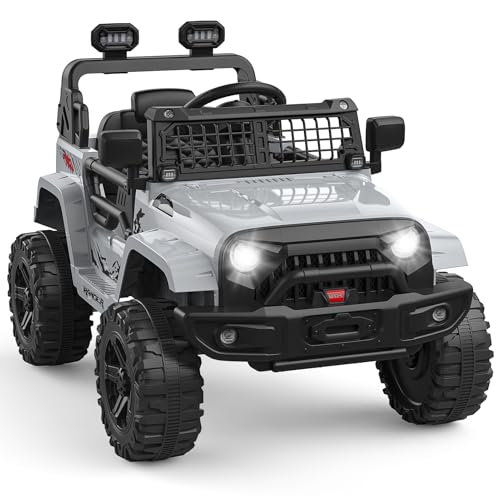 ELECTRIC RIDE-ON TRUCK 12V 4.5AH WITH REMOTE SPRING SUSPENSION - GRAY - Like New