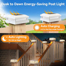 BRIGHTEVER 4X4 5X5 SOLAR POST CAP LIGHTS OUTDOOR 8-PACK - WHITE - Like New