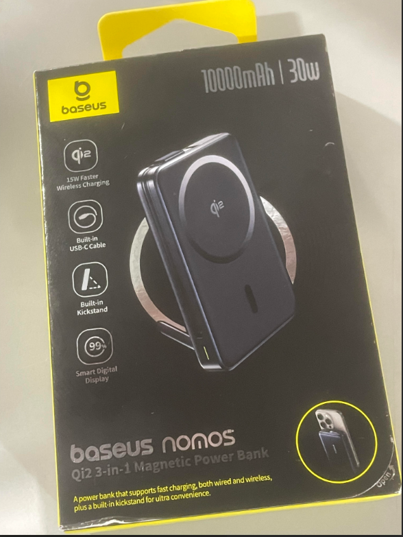 BASEUS QI2 3-IN-1 CERTIFIED 15W MAGSAFE BATTERY PACK NOMOS - COSMIC BLACK - Like New