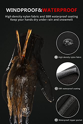 GOLOVEJOY WINTER GLOVES WATERPROOF WINDPROOF ANTI-SLIP GLOVES MEN'S BLACK L - Like New