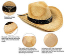 MC180206000003 LIVINGSTON MEN & WOMEN'S COWBOY HAT WOVEN STRAW - BEIGE/BROWN - Brand New
