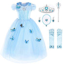 JERRIS APPAREL FLOWER GIRLS DRESS PRINCESS COSTUME BUTTERFLY SIZE 5T - SKY BLUE - Like New