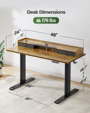 TOTNZ ELECTRIC STANDING DESK WITH DOUBLE DRAWERS 48 X 24 - RUSTIC - Like New
