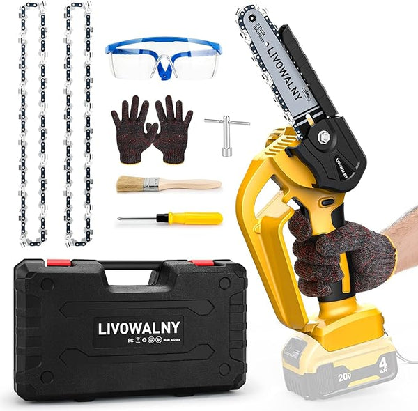 LIVOWALNY Mini chainsaw DeWalt 20V battery Corless No Battery A0001 - Yellow - Like New