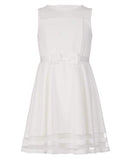 CDFDH02S Calvin Klein Girls' Fit and Flare Silhouette Dress Whipped Cream 8 - Brand New