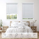 LINEN AVENUE CORDLESS 2" FAUX WOOD BLINDS 46 1/2 W X 48 H FMBY-014-WHT - WHITE - Like New