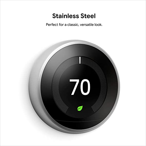 Google Nest Learning Thermostat 3rd Gen T3007ES - Stainless Steel Like New