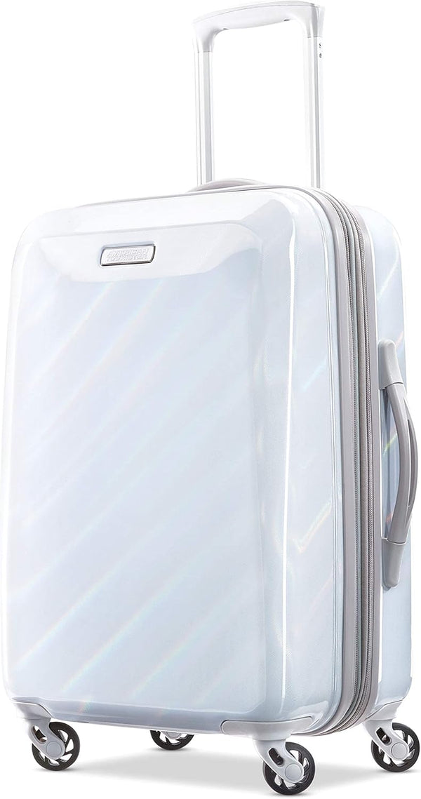 AMERICAN TOURISTER MOONLIGHT LUGGAGE, IRIDESCENT WHITE, CHECKED-MEDIUM 24 IN - Like New