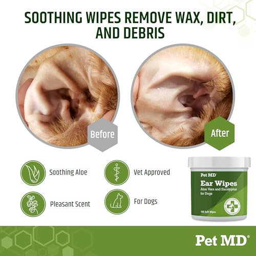 PET MD DOG EAR CLEANER WIPES OTIC CLEANSING - 100 COUNT - Brand New