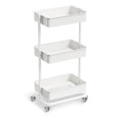 ORCHIDLEAF 3 TIER UTILITY ROLLING CART, HEAVY DUTY METAL ROLLING CART - WHITE - Like New