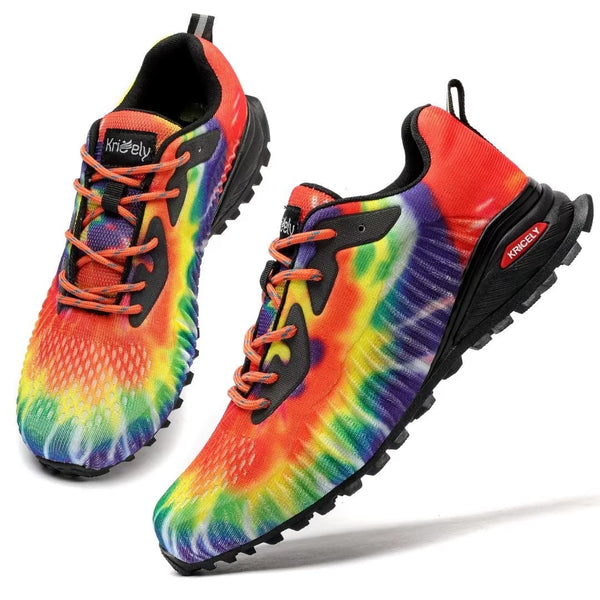 KRICELY MEN'S TRAIL RUNNING SHOES FASHION HIKING SNEAKERS - SIZE: 8.5 - RAINBOW - Brand New