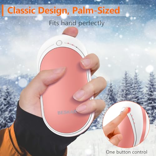 BESKAR RECHARGEABLE HAND WARMER 5200MAH ELECTRIC HAND HEATER ZLS-118S - CORAL - Like New