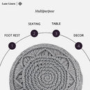 LANE LINEN Pouf Ottoman Hand Knitted Macrame Foot Stool 20 Diameter x 14 Height - Brand New