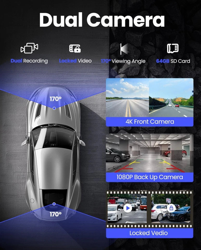 UNBRANDED PORTABLE APPLE CARPLAY 9" SCREEN CAR STEREO WITH 4K DASH CAM/REAR CAM - Like New