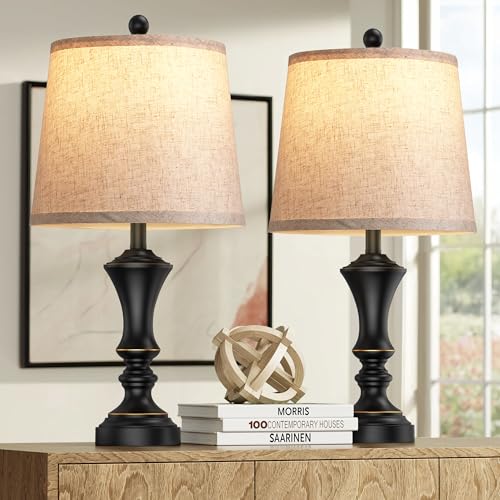ROTTOGOON RETRO TABLE LAMPS SET OF 2 NIGHTSTAND LAMP FOR BEDROOM VINTAGE RUSTIC - Like New