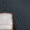 Tempaper Textured Black Damsel Removable Peel and Stick Damask Wallpaper - Brand New
