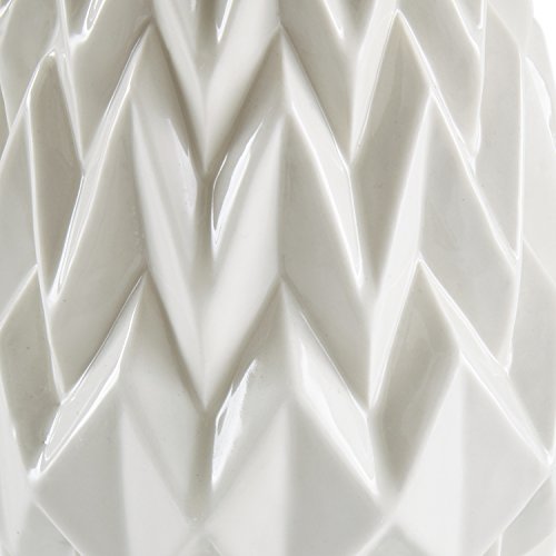 RIVET AMAZON BRAND RIVET MODERN GEOMETRIC PATTERN VASE, 12.25"H - WHITE - Like New