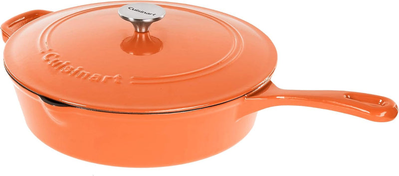 CUISINART CAST IRON CHICKEN FRYER TERRACOTTA ORANGE 12" - ORANGE Like New