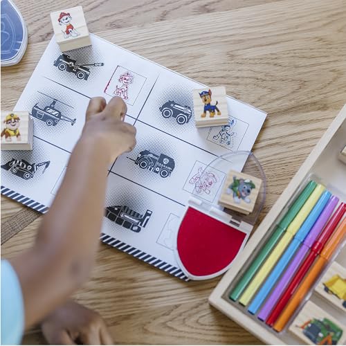 MELISSA & DOUG PAW PATROL WOODEN STAMPS ACTIVITY PAD 25 PIECES - MULTI-COLOR - Like New