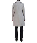 353SY221 COLE HAAN SOFT CONVERTIBLE COLLAR BUTTON UP FORMAL COAT LIGHT GRAY 6 - Like New
