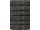SIMPLE ELEGANCE 6-PACK PLUSH BATH TOWEL SET (27X52 INCH) - CHARCOAL - Brand New