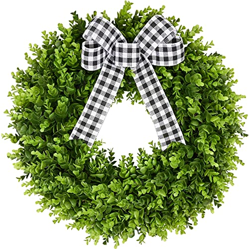 23" Faux Round Boxwood Wreath, Artificial Boxwood Wreath Front Door Wreaths - Like New
