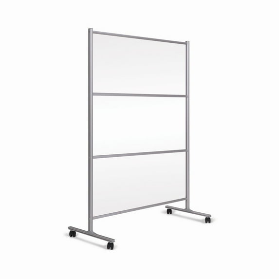 MasterVision Protector Mobile Glass Panel Divider 49 x 22 x 69 Clear/Aluminum - Brand New