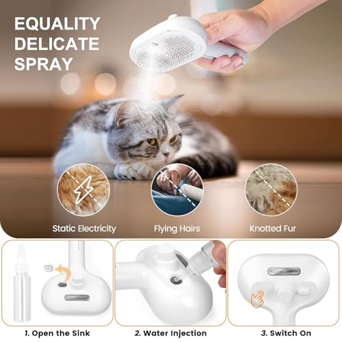 Naughty Pet Cat Ratio Height Steam Brush with Release Button - White Like New