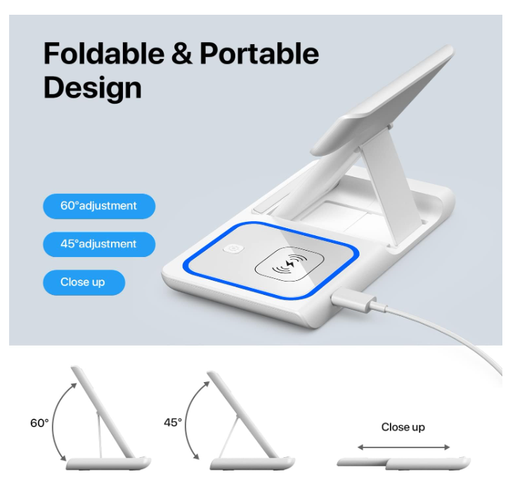 YOXINTA X455 3 in 1 Wireless Charging Station White Like New