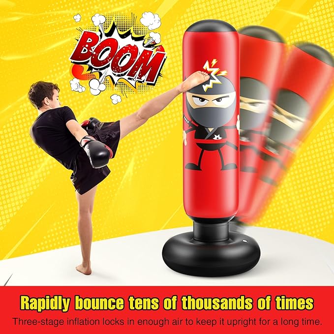 BISUFLE Inflatable Kids Punching Bag, Karate Gifts, Bounce Back - Scratch & Dent