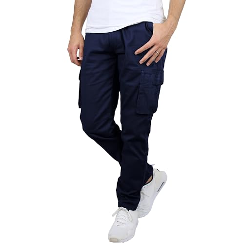 MCGP-3800NV BLU ROCK MEN'S FLEX-STRETCH COTTON CARGO PANTS NAVY SIZE 32 - Brand New