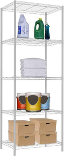Home Basics 5 Tier Wire Shelving Unit Steel Storage Shelves WS49899 - WHITE - Like New