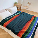 Queen Sherpa Blanket Pendleton Serape Stripe Blue - Brand New