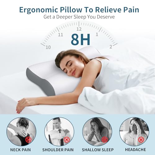 BESLOVO CERVICAL NECK PILLOW MEMORY FOAM W/ COVERS29.5L X 14.5W X 4.7 H - Like New