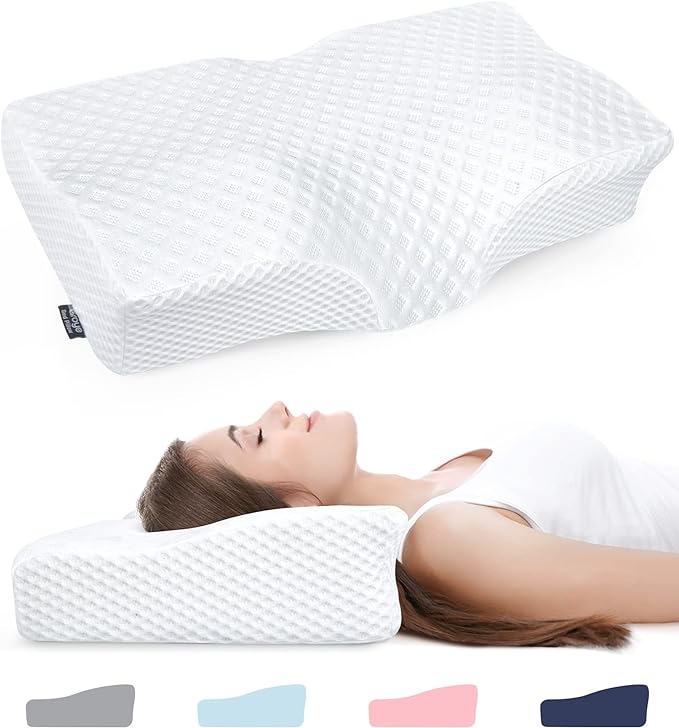 Groye Adjustable Neck Pillows for Pain Relief Sleeping Enhanced Ergonomic WHITE - Like New